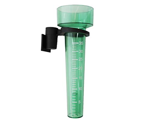 KOCH Regenmesser (L). grün/transparent mit Halter von Koch Thermometer