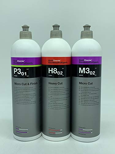 Koch Chemie Profi Politur Set 3X 1L Heavy Cut + Hochglanz + Finish Politur von KOCHCHEMIE