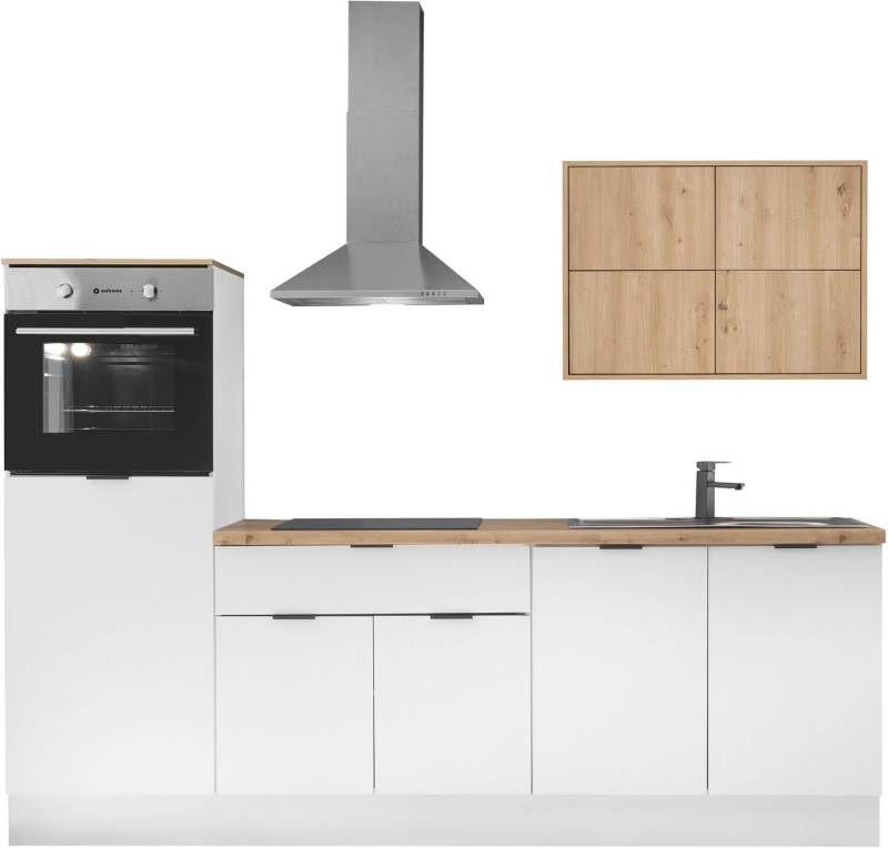 KOCHSTATION Küchenzeile KS-Georgia, mit 38mm starker Arbeitsplatte, Breite 250 cm, wahlweise mit E-Geräten und Kühlschrank von KOCHSTATION