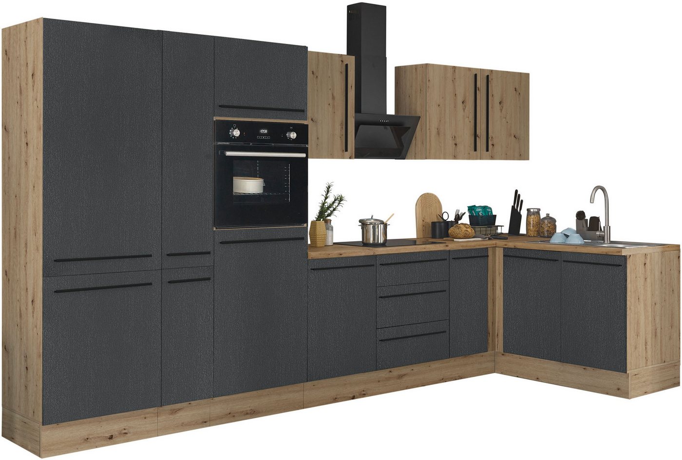 KOCHSTATION Winkelküche Florida, Stellbreite 360x165 cm, wahlweise mit E-Geräten, mit Softclose für Türen und Schubkästen von KOCHSTATION