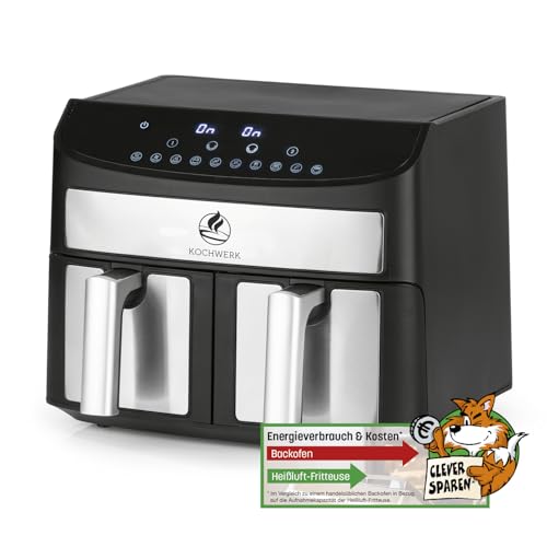 KOCHWERK Doppelkammer Heißluftfritteuse 7 L | Digitaler Edelstahl Airfryer mit Touchscreen & 10 Programmen | Frittieren von Speisen ohne Öl - fettarm | Smart-Cook Funktion | 2400 W KOCHWERK Doppelkammer Heißluftfritteuse 7 L | Digitaler Edelstahl Airfryer mit Touchscreen & 10 Programmen | Frittieren von Speisen ohne Öl - fettarm | Smart-Cook Funktion | 2400 W von Kochwerk