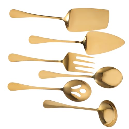 KOCKSHION 1 Satz Besteckset Gold Teiliges Servierbesteck für Spülmaschinenfest und Robust für Zuhause Partys Bbqs und Tischdekoration von KOCKSHION
