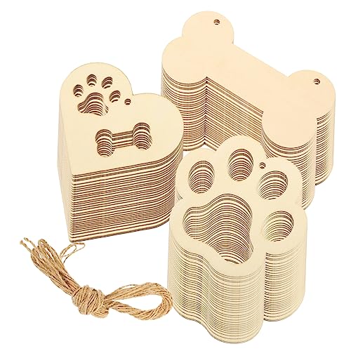 KOCKSHION 1 Satz DIY Holzherzen und Knochen Holzplatten Unlackierte Holzscheiben für Bastelprojekte Teilig mit Juteschnur für Kreative Kinderhandwerke und Dekorationen von KOCKSHION
