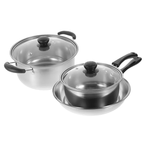 KOCKSHION 1 Satz Kochtopf Set Teilig Milchtopf Suppentopf Bratpfanne mit Deckel für Herdarten Geeignet Hitzebeständig und Langlebig von KOCKSHION