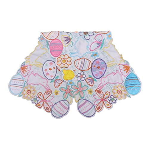 KOCKSHION 1 Stück -Tischsets Ort Frühling Kaninchen Eier Essgeschirr Matte osterplatzsets Osterfest Tischset Hasen Tischmatte Ostereistischdekoration Stickerei Tischset Flachs Colorful von KOCKSHION