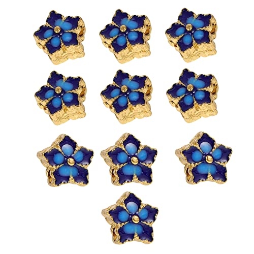 KOCKSHION 10 Stück Blumenanhänger Zubehör Set Teiliges DIY Bastelkit für Ohrringe und Armbänder Doppelseitige Blaue Blütenperlen Legierung für Schmuckgestaltung und Kreative Projekte von KOCKSHION