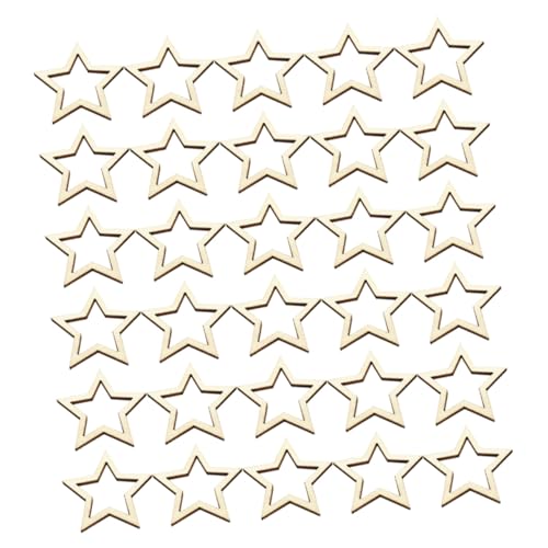 KOCKSHION 100 Stück Holzsterne Unbehandelte Holzscheiben Sternform DIY Bastelzubehör Dekoration Handwerksbedarf für Valentinstag Familien und Bekannte von KOCKSHION