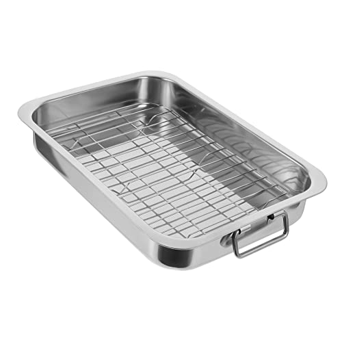 KOCKSHION 1Satz Ofenablage mit Rack Rechteckiges Backblech für Kuchen Desserts Grill Stapelbar Leicht zu Reinigen und Platzsparend für Partys von KOCKSHION