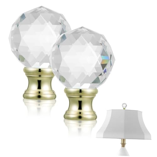 KOCKSHION 2 Stück Dekorative Lampenfinialen aus Kristall Goldene Lampenoberteile Einfach zu Installierende Lampenknöpfe für Stehlampen Tischlampen und Schreibtischlampen Eleganter von KOCKSHION