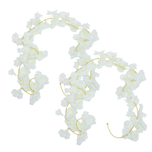 KOCKSHION 2 Stück Künstliche Kirschblüten Girlande Hängende Blumenranken aus Realistisch Dekorativ für Hochzeit Garten Party Wanddeko Pflegeleicht und Langlebig von KOCKSHION