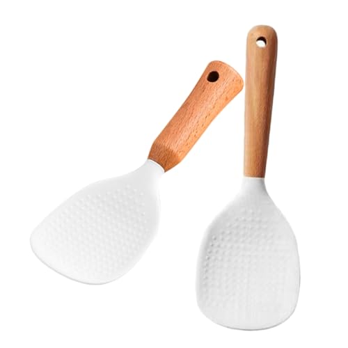 KOCKSHION 2 Stück Silikon Reispaddel Set Teiliges Antihaft Reislöffel Set Hitzebeständig Praktische Küchenscoop für Reis Servieren und Kochen Mit Stehfunktion von KOCKSHION