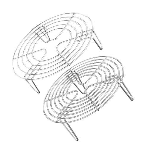 KOCKSHION 2 Stück Teiliges Edelstahl Dampfgarer Rack Rostfreier Steaming Rack mit Unterschiedlichen Höhen Hitzebeständig Stabiler Gareinsatz für Töpfe Vielseitig für Gemüse und Eier von KOCKSHION