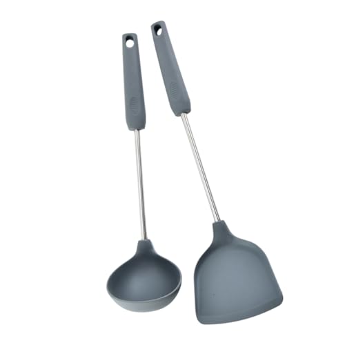 KOCKSHION 2 Stück Teiliges Silikon Kochutensilien Set Hitzebeständige Spatula und Löffel für Antihaft Pfannen Leicht und Praktisch Küchenhelfer für Zuhause von KOCKSHION