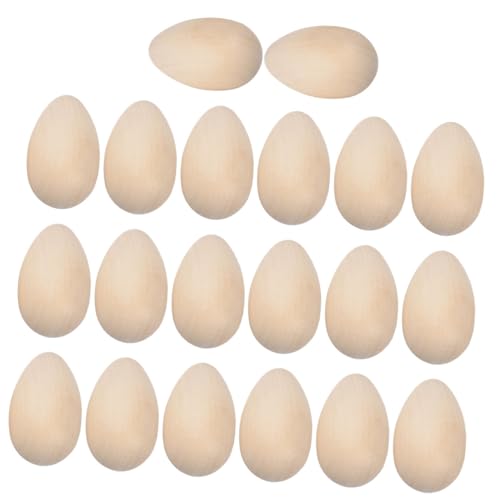 KOCKSHION 20 Stück DIY Holz Eier für Ostern Unbehandelte Dekorative Eier zum Bemalen und Basteln für Kreative Projekte Holzspielzeug für Osterfeiern von KOCKSHION