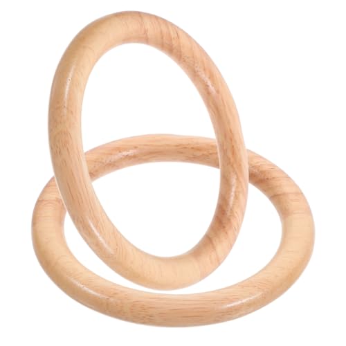 KOCKSHION 2stücke Runde Hölzerne Taschengriffe Unvollendete Holztaschenringe Für DIY-handtaschen Gehäkelte Geldbörsengriffe Strickgriffe Holzringe Zum Basteln von KOCKSHION