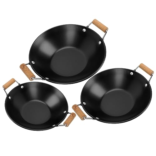 KOCKSHION 3 Stück Teiliges Kochtopf aus mit Holzgriffen Kleine Heiße Töpfe für Induktion und Vielseitige Anwendungen für Meeresfrüchte und Hot Pot von KOCKSHION