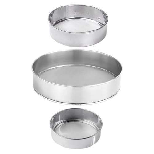 KOCKSHION 3 Stück Teiliges Mehlsieb aus Rostfreiem Edelstahl Mesh Feinmaschig Backen Sieb Puderzucker Mehl Sieb für Kuchen Teig Pulverfilter von KOCKSHION