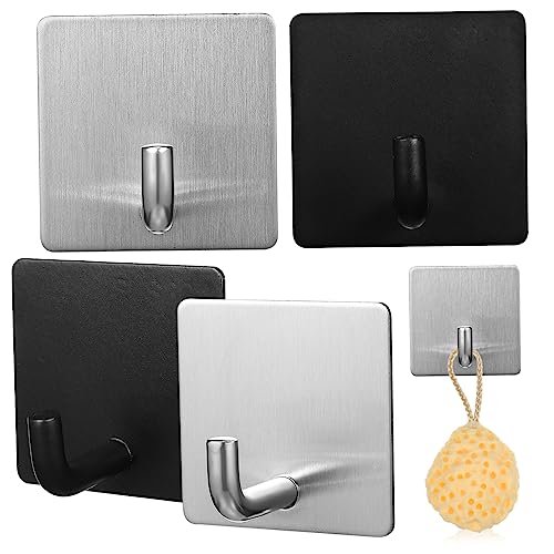 KOCKSHION 4 Stück Selbstklebende Handtuchhaken aus Robuste Wandhaken für Bad Schlafzimmer und Flur Vielseitige Aufhänger für Handtücher Mäntel Taschen und Regenschirme von KOCKSHION