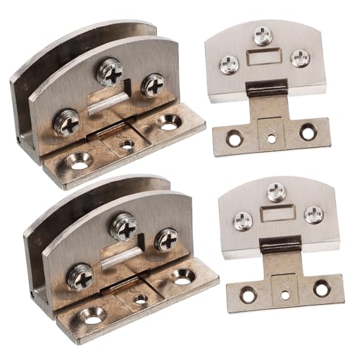 KOCKSHION 4 Stück Teiliges Edelstahl Glas Duschscharnier Rostfrei Langlebig Leise und Stabil Einfache Montage Geeignet für Rahmenlose Glastüren und Schränke im Badezimmer Sichere von KOCKSHION