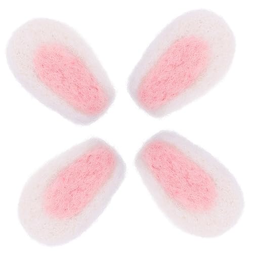 KOCKSHION 4 Stück Wollfilz-spaß Hasenohren Stirnband Plüsch Luffa Rückenschrubber Wiederverwendbare Tücher Kaninchen Zubehör Musselintücher Flauschige Pompons Körperwäscher Weiß Wolle von KOCKSHION