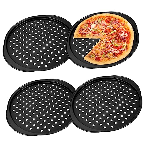 KOCKSHION 4stücke Pizza-pfannen Aus Karbonstahl Mit Löchern Antihaftbeschichtete Backbleche Für Gleichmäßiges Backen Im Ofen Für Zuhause Und Gastronomie von KOCKSHION