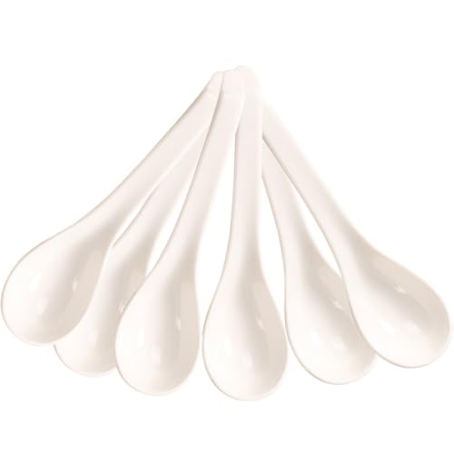 KOCKSHION 6 Stück Keramik Suppenlöffel Multifunktionslöffel Wiederverwendbar für Küche und Dessert Design von KOCKSHION