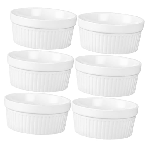 KOCKSHION 6Stücke Keramik Dessertbecher Puddingbecher für Backen Langlebige und Leicht zu Reinigende Backzubehör für Kleine Kuchen und Desserts von KOCKSHION