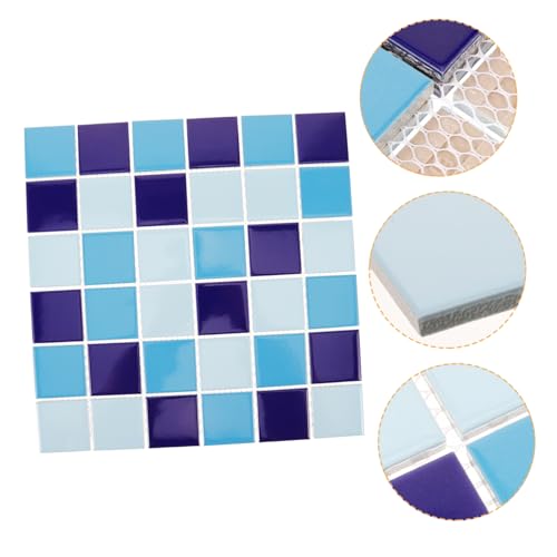 KOCKSHION Blaues Mosaikfliesen für Schwimmbäder Keramische Kacheln mit Hochglänzender Oberfläche für Pools Badezimmer und Küchen Vielseitig Einsetzbar und Hellblau von KOCKSHION