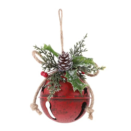 KOCKSHION Dekorative Metallglocke Weihnachtsanhänger aus Roter DIY Beeren Glockenanhänger Vintage Weihnachtsstil Hängedeko für Winterparty und Festtagsatmosphäre von KOCKSHION