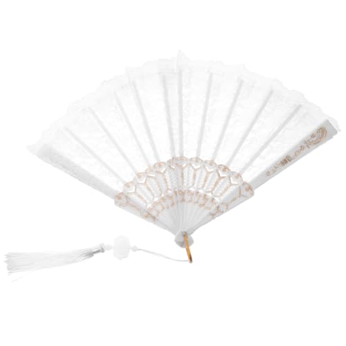 KOCKSHION Faltbarer Spitzen-handfächer mit Quaste Tragbarer Vintage Handventilator aus Robustem PP und Metall Eleganter Weißer Spitzenfächer für Hochzeit Tanz Party und Sommerliche Kühlung KOCKSHION Faltbarer Spitzen-handfächer mit Quaste Tragbarer Vintage Handventilator aus Robustem PP und Metall Eleganter Weißer Spitzenfächer für Hochzeit Tanz Party und Sommerliche Kühlung von KOCKSHION