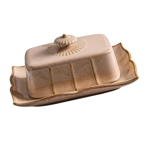 KOCKSHION Keramik Butterdose mit Deckel Braune Butterdose aus Lebensmittelechter Keramik Praktische Butterplatte für Partys Tee und Leicht zu Reinigen Langlebig und Sicher von KOCKSHION