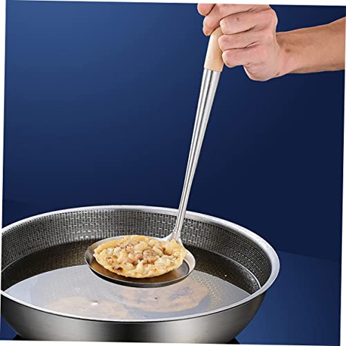 KOCKSHION Pfannenlöffel mit Holzgriff nicht Klebender Öl Löffel für Frittieren von Snacks Großer Pfannenlöffel für Küchenliebhaber und Sichere Anwendung von KOCKSHION