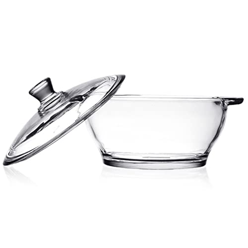KOCKSHION Suppentopf aus Hitzebeständigem Borosilikatglas mit Ergonomischem Deckel und Doppelgriff für Nudeln und Suppen Küchenkochgeschirr Spülmaschinenfest von KOCKSHION