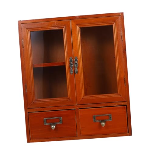 KOCKSHION Wandschränkchen Aus Holz Vintage Stil Niedriger Aufsatzschrank Für Wandmontage Holzschrank Mit Doppeltüren-Design Praktisch Für Küchenaufbewahrung Und Hausdekoration von KOCKSHION