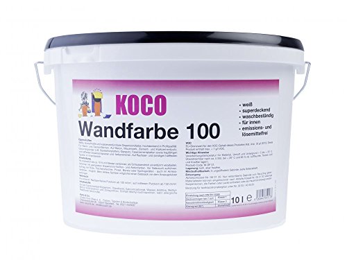 KOCO Wandfarbe 100 matt weiß sehr hohe Deckkraft Klasse 1 für innen 10 L von KOCO