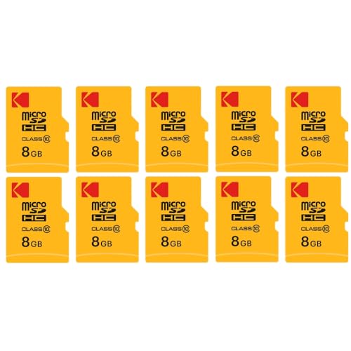 KODAK 10 Stück Micro-SDHC-Speicherkarten 8 GB mit Adapter – Hochgeschwindigkeits-Speicherlösung von KODAK
