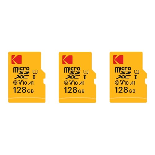 KODAK 3 Stück Micro SDXC Speicherkarten 128 GB Premium – Geschwindigkeit und Zuverlässigkeit für außergewöhnlichen Speicher von KODAK