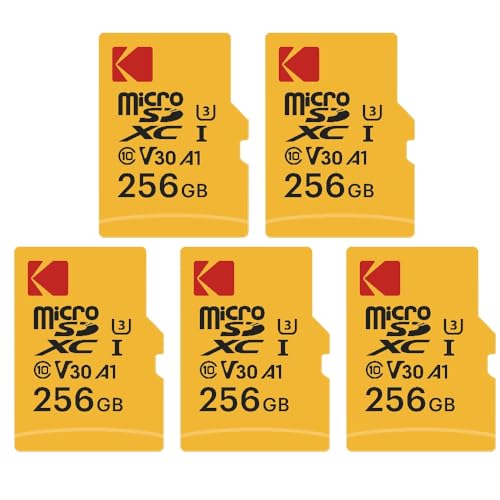 KODAK 5 Stück Micro-SD-Speicherkarten – 256 GB, Klasse 10, hohe Leistung, mit Adapter KODAK 5 Stück Micro-SD-Speicherkarten – 256 GB, Klasse 10, hohe Leistung, mit Adapter von KODAK