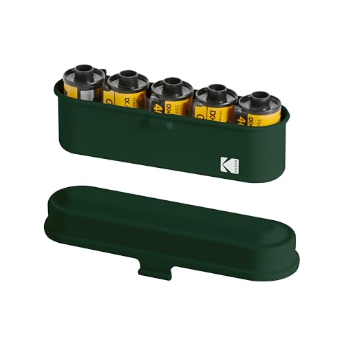KODAK Film Case Filmkoffer - für 5 Rollen 35 mm Folien - Kompaktes Retro-Stahlgehäuse zum Sortieren und Schützen von Filmrollen (Oliv) (Folie ist Nicht im Lieferumfang enthalten) von KODAK