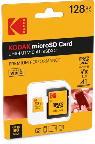 Kodak EKMSDM128GXC10K Premium 128GB microSDXC Speicherkarte, Highspeed, SD-Adapter UHS-I, U1, bis 85 MB/Sek Kodak EKMSDM128GXC10K Premium 128GB microSDXC Speicherkarte, Highspeed, SD-Adapter UHS-I, U1, bis 85 MB/Sek von KODAK