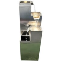 Köhko Springbrunnen Ribero-XL aus Edelstahl mit LED-Beleuchtung Wasserspiele für Outdoor + Indoor Gartenbrunnen Zimmerbrunnen 32006Ed-XL H 90 cm x B von KÖHKO