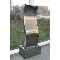 Köhko - Wasserwand ca. 97 cm in Wellenform aus Edelstahl Wasserspiel LED-Beleuchtung von KÖHKO