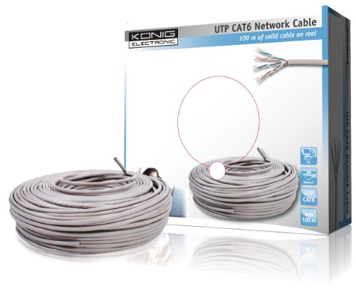 König CMP-UTP6R100S Cat6 UTP Netzwerkkabel auf der Rolle 10m grau von KÖNIG