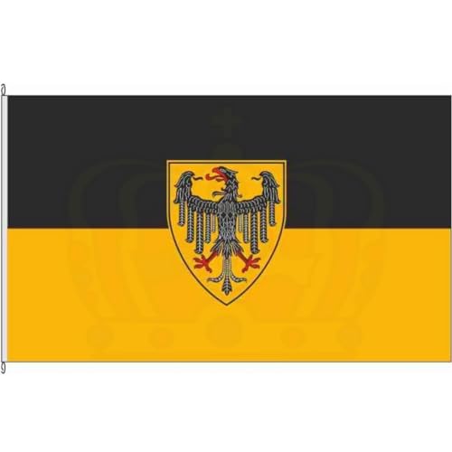 KÖNIGSBANNER Fahnen/Flags - Hissfahne Aachen 60 x 90cm - Handarbeit aus DE - Fahne für Fahnenmast doppelt gesäumt, mastseitig, stabiles Gurtband + 2 Kunststoff-Karabinerhaken (60 x 90cm) von KÖNIGSBANNER