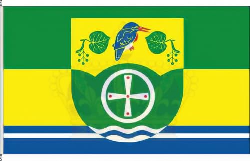 KÖNIGSBANNER Zertifizierte Flagge Fahne Bälau - RZ 40 x 250cm - Anwesenheitsbanner mit Holzquerstab und Met.Haken aus deutscher Flaggen-Manufaktur von KÖNIGSBANNER
