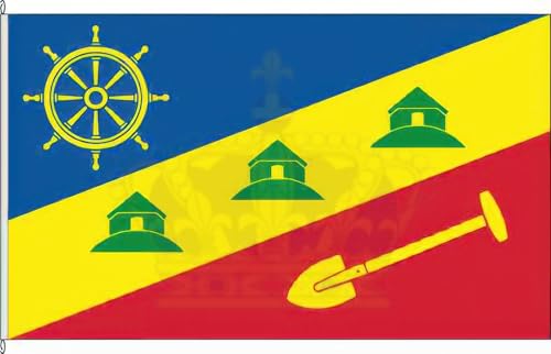 KÖNIGSBANNER Zertifizierte Flagge Fahne Dagebüll - NF 20 x 30cm - Kleinfahne mit zwei Befestigungsbändern aus deutscher Flaggen-Manufaktur von KÖNIGSBANNER
