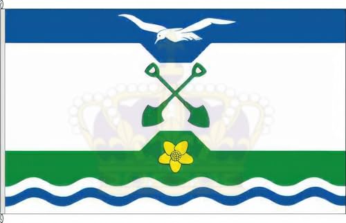 KÖNIGSBANNER Zertifizierte Flagge Fahne Elisabeth-Sophien-Koog - NF 150 x 400cm - Bannerflagge mit Holzquerstab und Met.Karabinerhaken aus deutscher Flaggen-Manufaktur von KÖNIGSBANNER