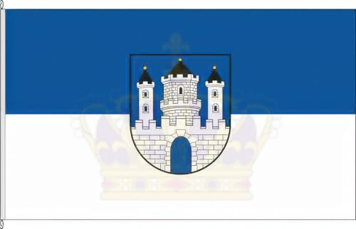 KÖNIGSBANNER Zertifizierte Flagge Fahne Fredeburg - RZ 150 x 400cm - Bannerflagge mit Holzquerstab und Met.Karabinerhaken aus deutscher Flaggen-Manufaktur KÖNIGSBANNER Zertifizierte Flagge Fahne Fredeburg - RZ 150 x 400cm - Bannerflagge mit Holzquerstab und Met.Karabinerhaken aus deutscher Flaggen-Manufaktur von KÖNIGSBANNER