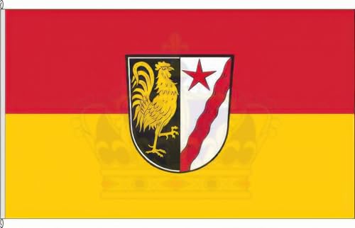 KÖNIGSBANNER Zertifizierte Flagge Fahne Gerach - BIR 120 x 300cm - Bannerflagge mit Holzquerstab und Met.Karabinerhaken aus deutscher Flaggen-Manufaktur KÖNIGSBANNER Zertifizierte Flagge Fahne Gerach - BIR 120 x 300cm - Bannerflagge mit Holzquerstab und Met.Karabinerhaken aus deutscher Flaggen-Manufaktur von KÖNIGSBANNER