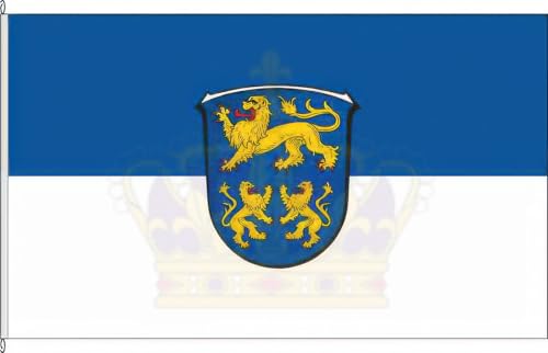 KÖNIGSBANNER Zertifizierte Flagge Fahne Homberg (Efze) - HR 120 x 300cm - Hochformatflagge doppelt gesäumt mit Karabinerhaken aus deutscher Flaggen-Manufaktur von KÖNIGSBANNER